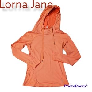 Lorna Jane, size small, orange sports, lightweight, hooded sweater